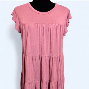 Pink Tiered Ruffle Dress